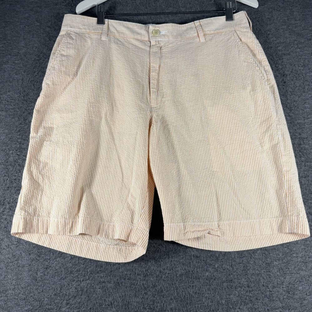 Bills Khakis Shorts Mens SZ 36 Orange White Stripe Cotton Seersucker Chino Golf